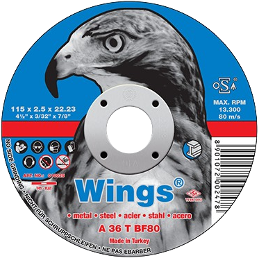 Круг отрезной D125х1,0 мм, прямой, сталь, WINGS
