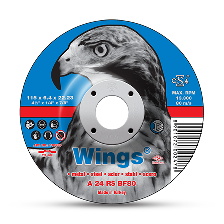 Круг зачистной D125х6,4 мм, изогн., сталь, WINGS