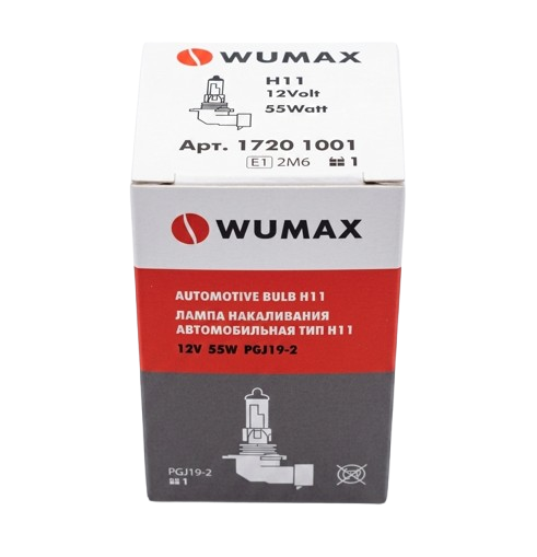 Лампа накаливания автомобильная тип H11 12V 55W, PGJ19-2, WUMAX