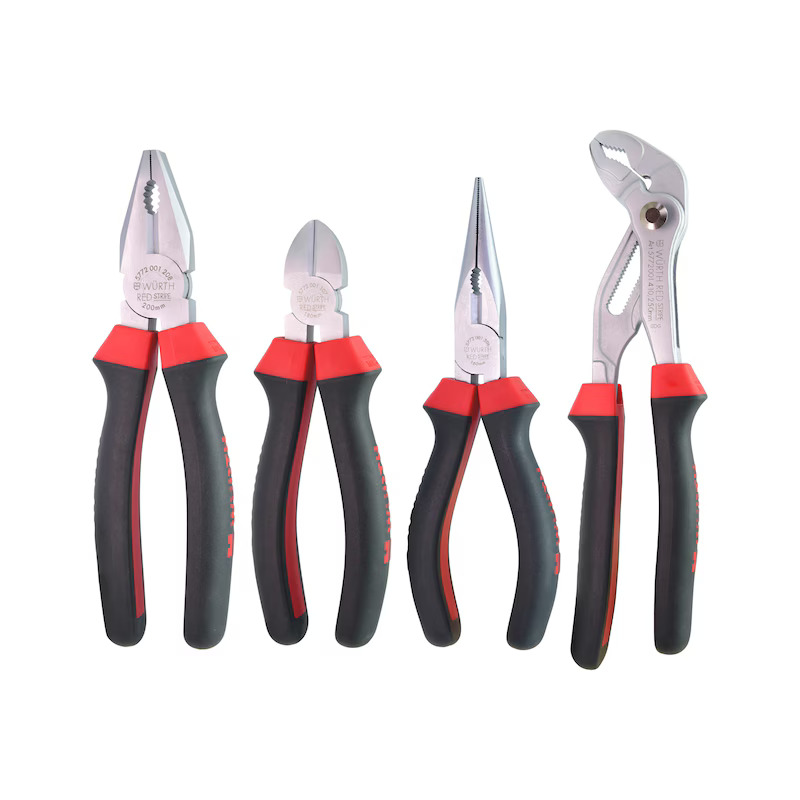 Набор цангового инструмента, 4шт. (плоскогубцы 200мм, длинногубцы 160мм, бокорезы 160мм, трубный клю