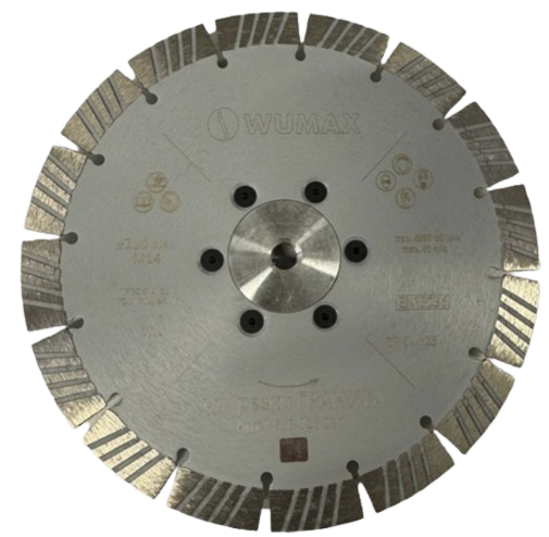 Алмазный диск с фланцем по граниту, сегментированный, TURBO, d230*15*2,8*М14, WUMAX