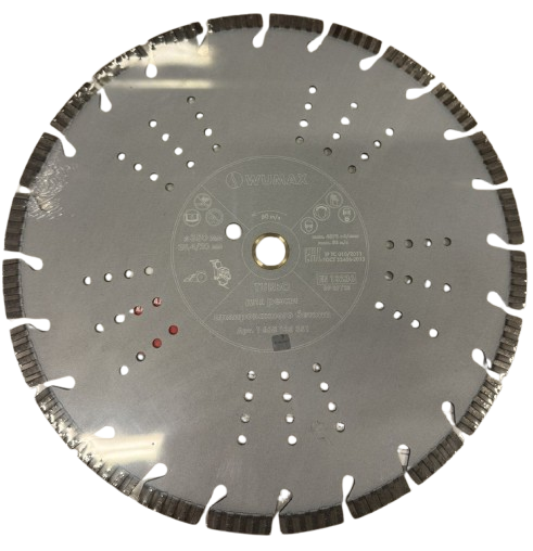 Алмазный круг по армированному бетону, TURBO, д.350*3*2,6*12*25,4/20мм, WUMAX