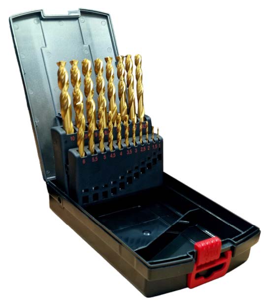 Набор сверел WUMAX HSS-TiN DIN338 1,0-10,0/0,5 мм, 19 штук