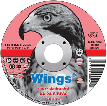Круг отрезной D125х1,6 мм, прямой, нерж. сталь, WINGS