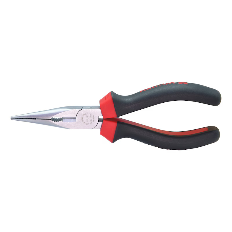 Длинногубцы изогнутые, 160мм, Red Stripe, WURTH