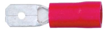 Разъем штыревой WUMAX изолированный 6,3х0,8мм., 0,5 - 1,5 кв. мм., красный