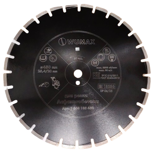 Алмазный круг для резки асфальтобетона, d350*3.5*10*25.4мм, WUMAX