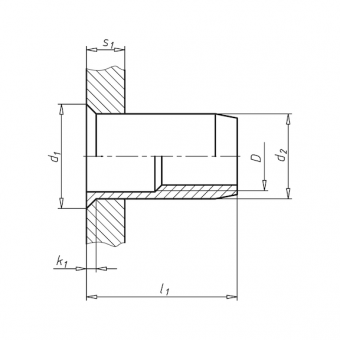 Заклепка-гайка потай гладкая (A2B)-(0,3-1,5)-8,5х4,7-М3 ZEBRA