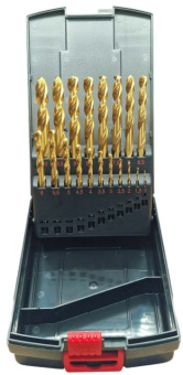 Набор сверел WUMAX HSS-TiN DIN338 1,0-10,0/0,5 мм, 19 штук