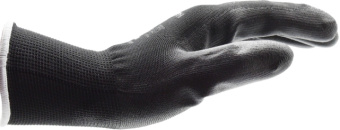 Перчатки защитные от минимальных рисков, покрыты полиуретаном, Black PU, р. 10, WUMAX