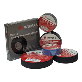 Изолента тканая черная 19ммх10м, WUMAX
