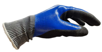 Перчатки защитные от минимальных рисков, покрыты нитрилом, латексная защита, Blue Tech, р. 9, WUMAX
