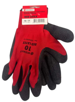 Перчатки защитные от минимальных рисков, покрыты латексом, Red Latex, р. 9, WUMAX