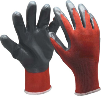 Перчатки защитные от минимальных рисков, покрыты нитрилом, Red Nitrile, р. 9, WUMAX