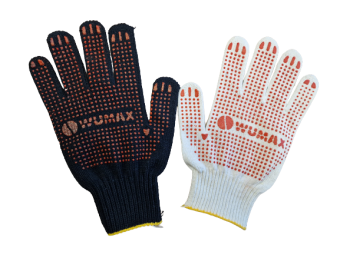 Перчатки трикотаж. WUMAX х/б, ПВХ, 5 нитей, 10 класс, 150 текс, белые