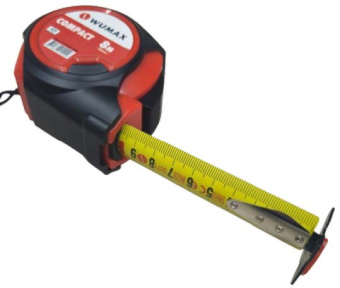 Рулетка измерительная, 8м*25мм, магнитная, 2 класс, COMPACT, WUMAX