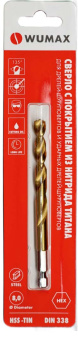 Сверло по металлу WUMAX HSS-TiN 5,0 мм, DIN338, 1/4" HEX, блистер
