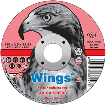 Круг отрезной D125х1,0 мм, прямой, нерж. сталь, WINGS